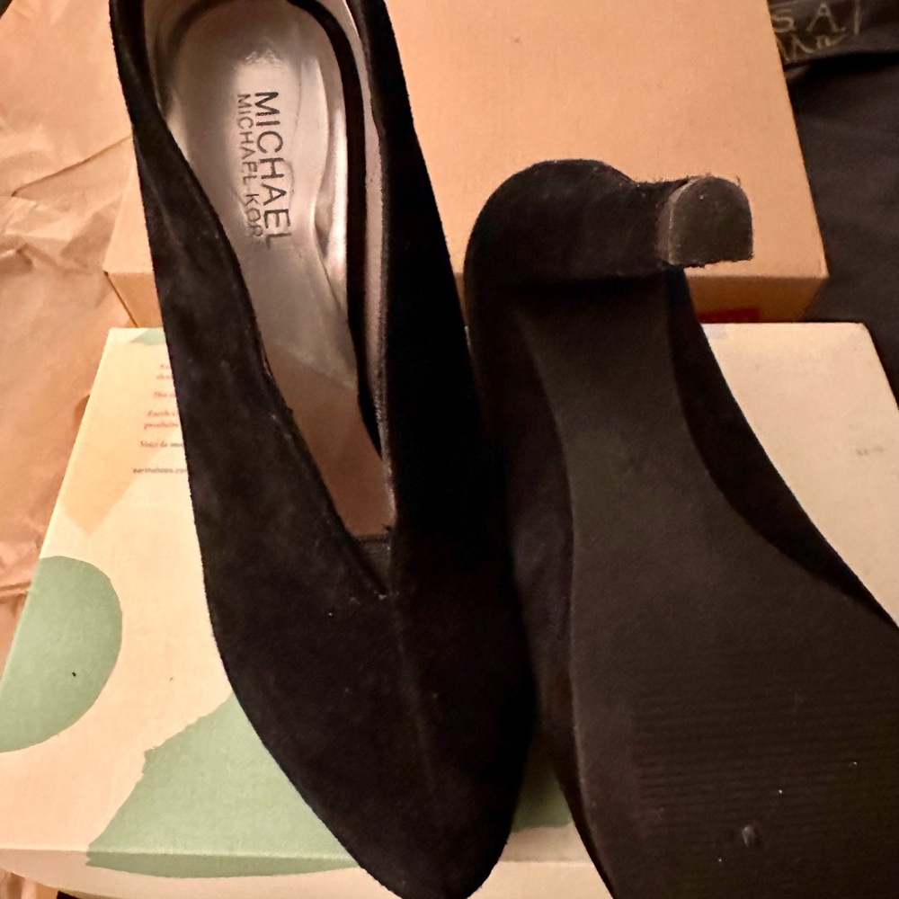Michael Kors Black Suede High Heel Booties - Picture 3 of 7